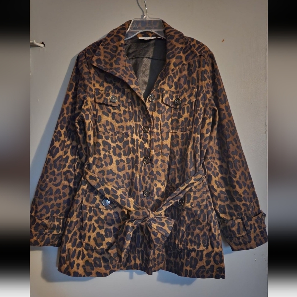 linea by louis dell'olio jacket cheetah print, size small